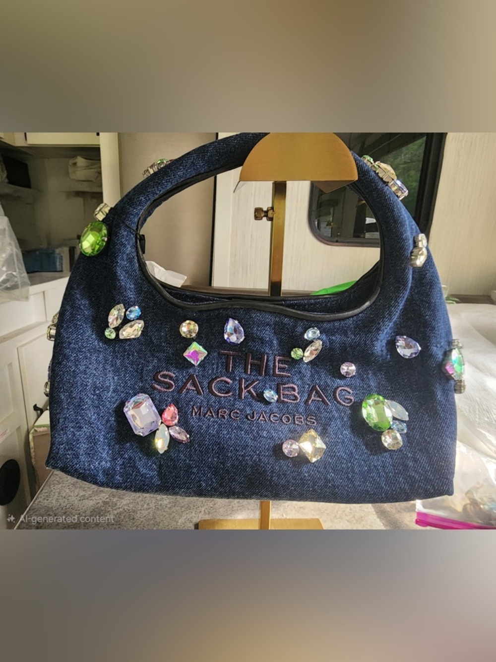 Marc Jacobs Denim Bag with Multicolor Crystal Accents New W/ Tags